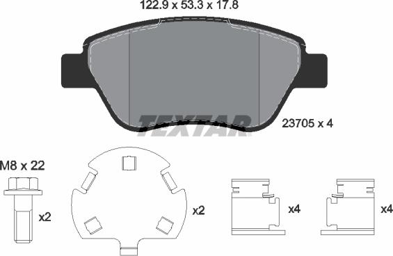 Textar 2370507 - Kit pastiglie freno, Freno a disco autozon.pro