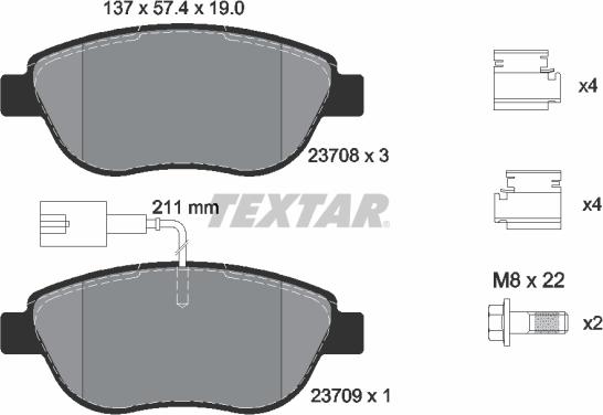 Textar 2370804 - Kit pastiglie freno, Freno a disco autozon.pro