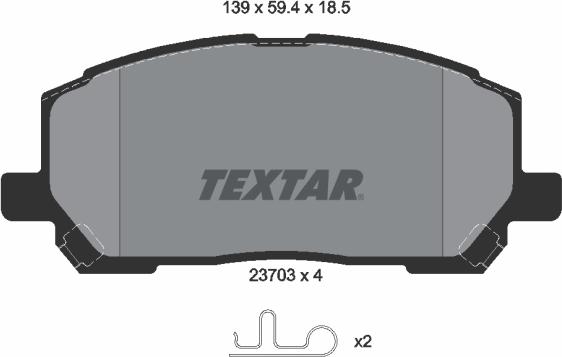 Textar 2370301 - Kit pastiglie freno, Freno a disco autozon.pro