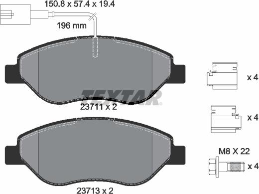 Textar 2371104 - Kit pastiglie freno, Freno a disco autozon.pro