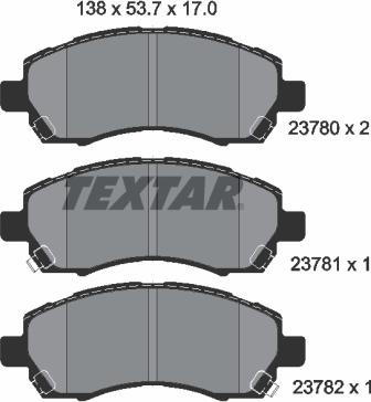 Textar 2378001 - Kit pastiglie freno, Freno a disco autozon.pro