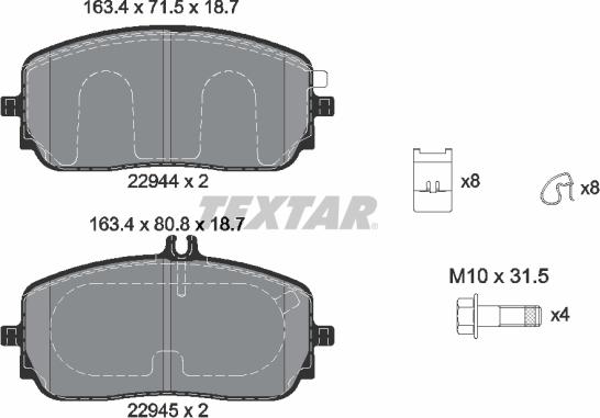 Textar 2294401 - Kit pastiglie freno, Freno a disco autozon.pro