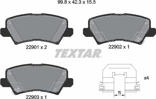 Textar 2290101 - Kit pastiglie freno, Freno a disco autozon.pro