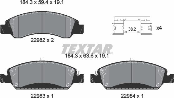 Textar 2298201 - Kit pastiglie freno, Freno a disco autozon.pro