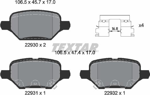 Textar 2293001 - Kit pastiglie freno, Freno a disco autozon.pro