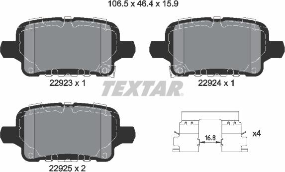 Textar 2292301 - Kit pastiglie freno, Freno a disco autozon.pro