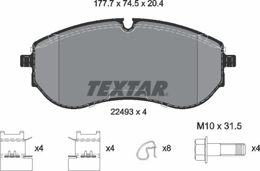 Textar 2249301 - Kit pastiglie freno, Freno a disco autozon.pro