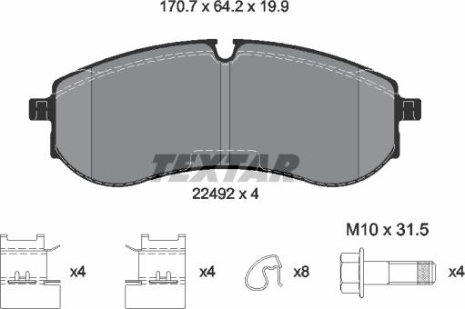 Textar 2249201 - Kit pastiglie freno, Freno a disco autozon.pro