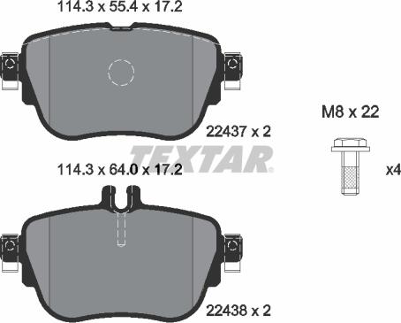 Textar 2243701 - Kit pastiglie freno, Freno a disco autozon.pro