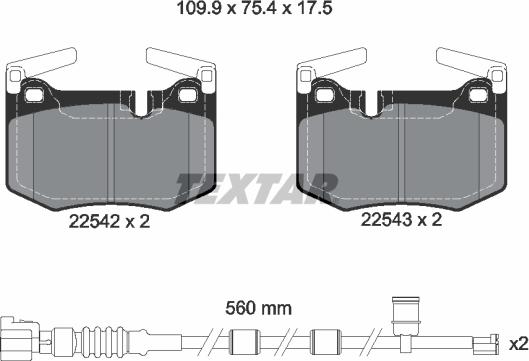 Textar 2254201 - Kit pastiglie freno, Freno a disco autozon.pro