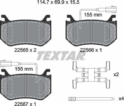 Textar 2256501 - Kit pastiglie freno, Freno a disco autozon.pro