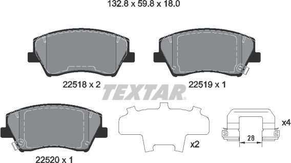 Textar 2251801 - Kit pastiglie freno, Freno a disco autozon.pro