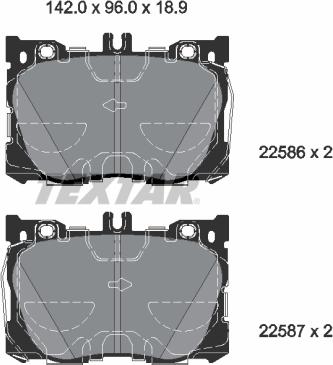 Textar 2258601 - Kit pastiglie freno, Freno a disco autozon.pro