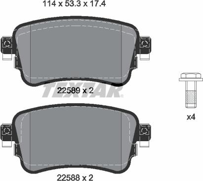 Textar 2258801 - Kit pastiglie freno, Freno a disco autozon.pro