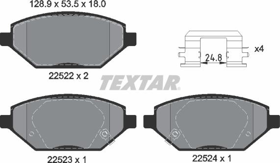 Textar 2252201 - Kit pastiglie freno, Freno a disco autozon.pro