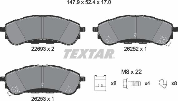 Textar 2269301 - Kit pastiglie freno, Freno a disco autozon.pro