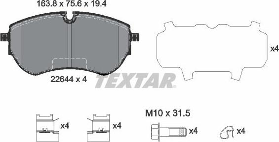 Textar 2264401 - Kit pastiglie freno, Freno a disco autozon.pro