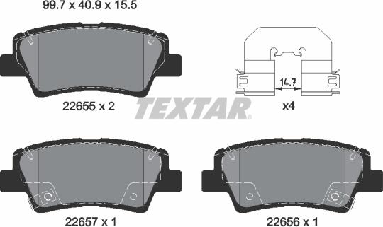 Textar 2265501 - Kit pastiglie freno, Freno a disco autozon.pro