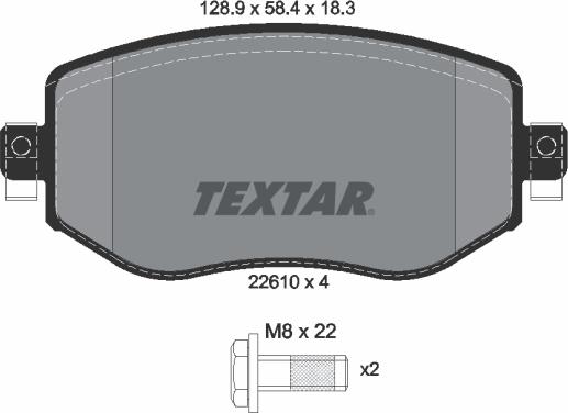 Textar 2261001 - Kit pastiglie freno, Freno a disco autozon.pro