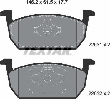 Textar 2263101 - Kit pastiglie freno, Freno a disco autozon.pro