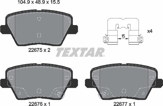 Textar 2267501 - Kit pastiglie freno, Freno a disco autozon.pro