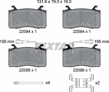 Textar 2209401 - Kit pastiglie freno, Freno a disco autozon.pro