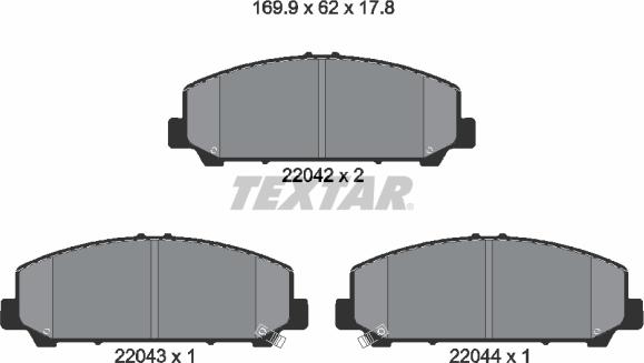 Textar 2204201 - Kit pastiglie freno, Freno a disco autozon.pro