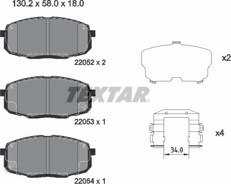 Textar 2205203 - Kit pastiglie freno, Freno a disco autozon.pro