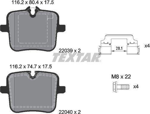 Textar 2203901 - Kit pastiglie freno, Freno a disco autozon.pro