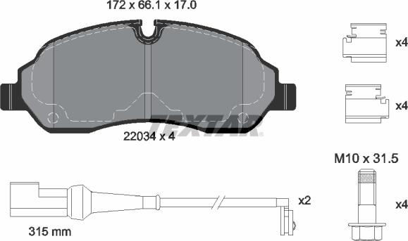 Textar 2203401 - Kit pastiglie freno, Freno a disco autozon.pro