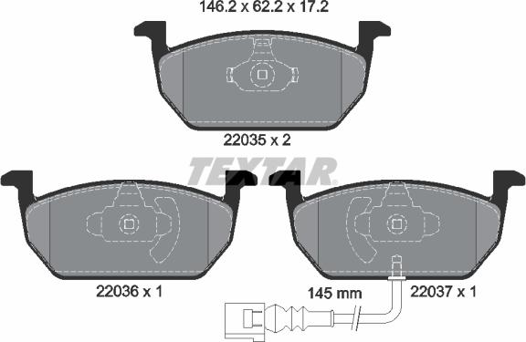 Textar 2203501 - Kit pastiglie freno, Freno a disco autozon.pro