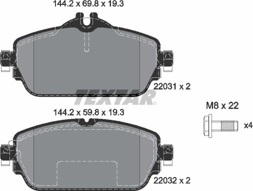 Textar 2203102 - Kit pastiglie freno, Freno a disco autozon.pro