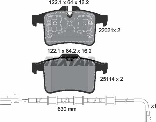 Textar 2202101 - Kit pastiglie freno, Freno a disco autozon.pro