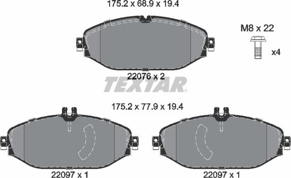 Textar 2207601 - Kit pastiglie freno, Freno a disco autozon.pro