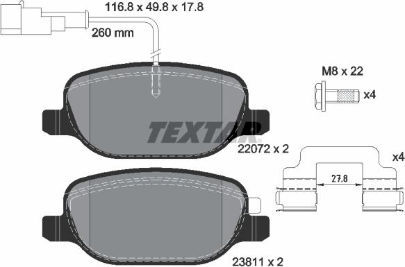 Textar 2207201 - Kit pastiglie freno, Freno a disco autozon.pro