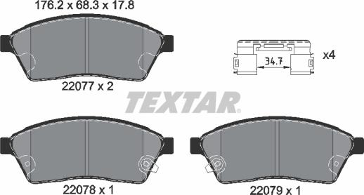 Textar 2207701 - Kit pastiglie freno, Freno a disco autozon.pro