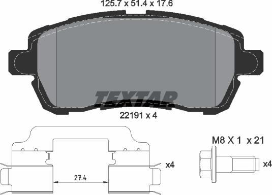 Textar 2219103 - Kit pastiglie freno, Freno a disco autozon.pro