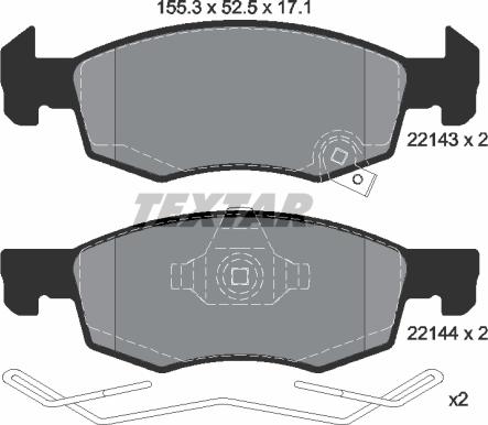 Textar 2214301 - Kit pastiglie freno, Freno a disco autozon.pro