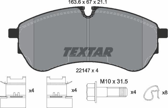 Textar 2214701 - Kit pastiglie freno, Freno a disco autozon.pro