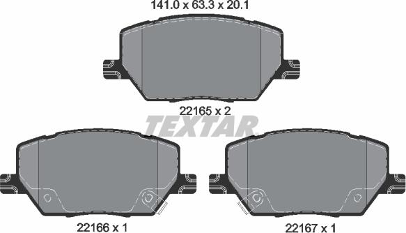 Textar 2216501 - Kit pastiglie freno, Freno a disco autozon.pro