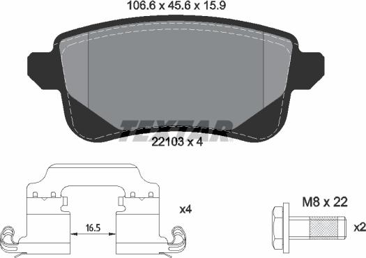 Textar 2210301 - Kit pastiglie freno, Freno a disco autozon.pro