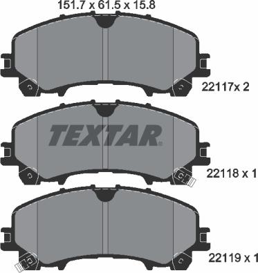 Textar 2211701 - Kit pastiglie freno, Freno a disco autozon.pro