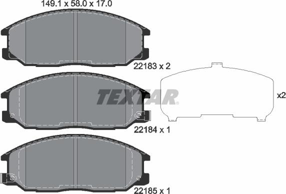 Textar 2218301 - Kit pastiglie freno, Freno a disco autozon.pro