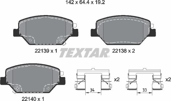 Textar 2213901 - Kit pastiglie freno, Freno a disco autozon.pro