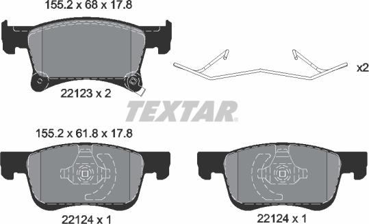 Textar 2212301 - Kit pastiglie freno, Freno a disco autozon.pro