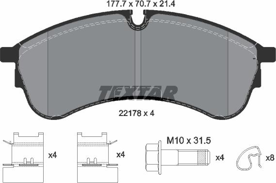 Textar 2217801 - Kit pastiglie freno, Freno a disco autozon.pro