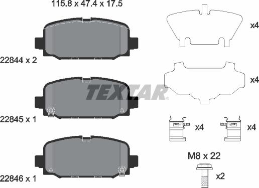 Textar 2284401 - Kit pastiglie freno, Freno a disco autozon.pro