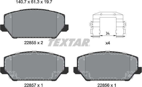 Textar 2285501 - Kit pastiglie freno, Freno a disco autozon.pro