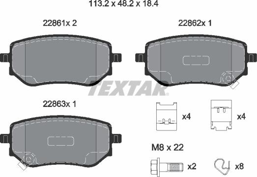 Textar 2286101 - Kit pastiglie freno, Freno a disco autozon.pro