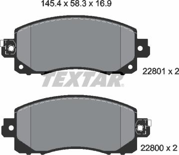 Textar 2280001 - Kit pastiglie freno, Freno a disco autozon.pro